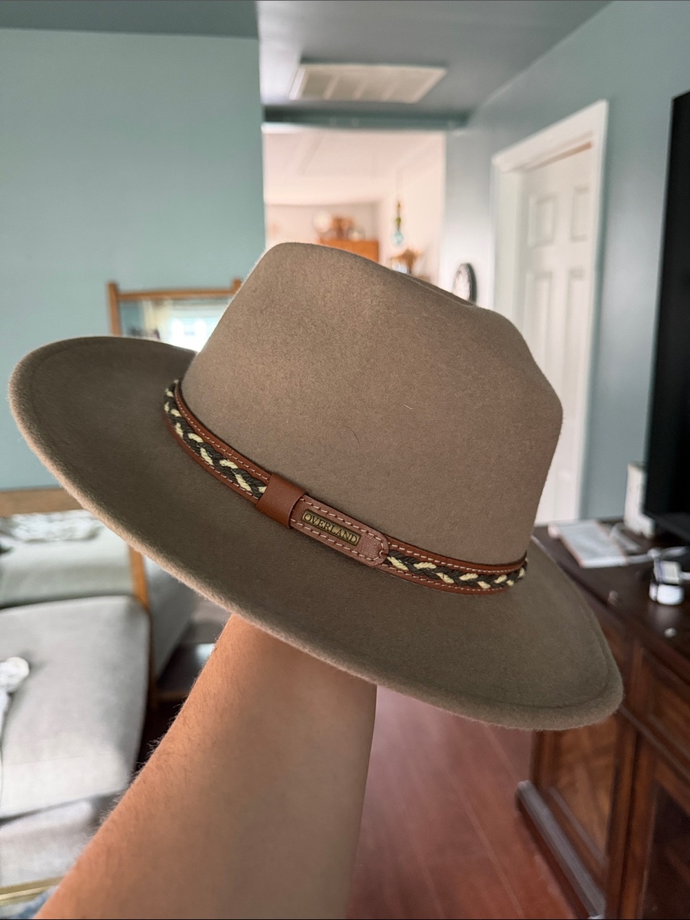 Wanderer Taupe Felt Ranch Hat with Braided Leather Band
